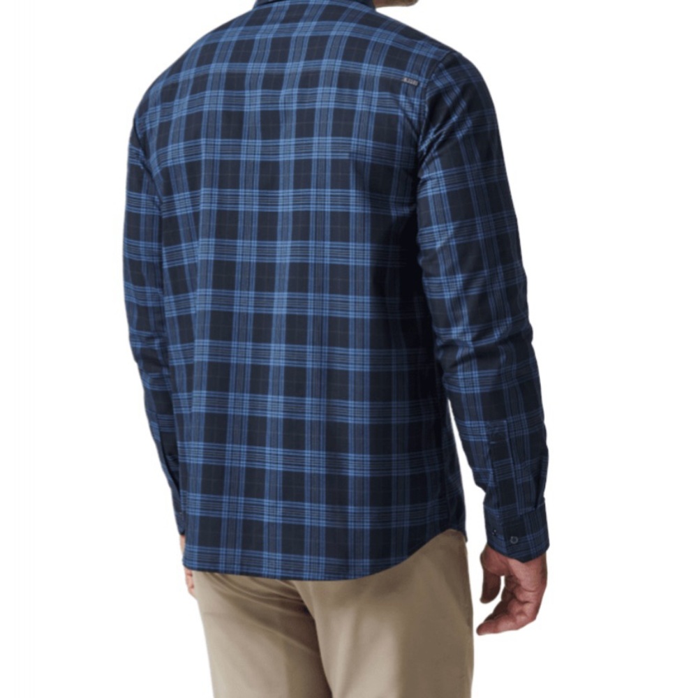 5.11 Tactical Men’s Igor Plaid Button-Down Shirt XL Blue Black Long Sleeve Snap - Picture 5 of 9